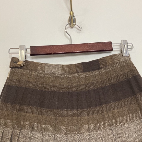Handmade Pleated Skirt Womens XS Brown Tan Plaid Wool Nerdcore Librarian Fall - Picture 4 of 9
